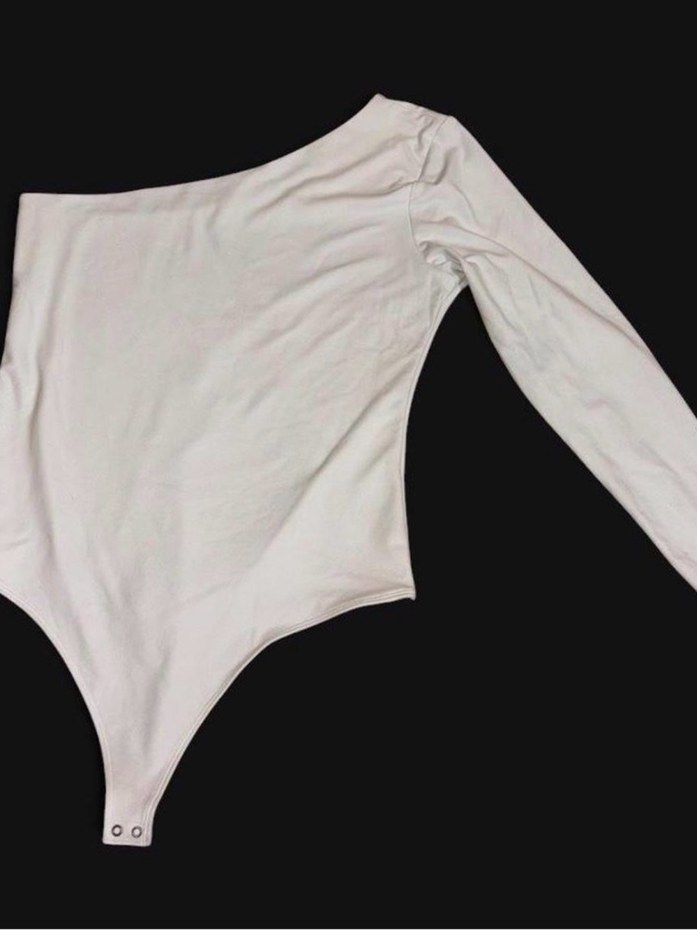 Abercrombie & Fitch White One-Shoulder Long-Sleeve Bodysuit Size XL